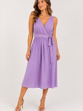 Banana Republic Lavender Wrap Dress NWT Midi Sleeveless Size 4 V-Neck Pockets Ne